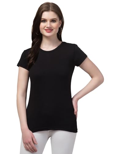 Image of Women's 100% Cotton Plain Regular Fit Round Neck Half Sleeve Tshirt (Solid)