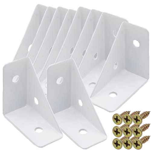 10Pcs White Right Angle Corner Shelf Brackets