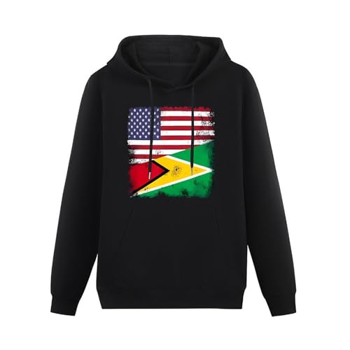 Guyana U.S. Flag Unisex Casual Hoodies Long Sleeve Lightweight Pullover Tops Loose Sweatshirt with Pocket3