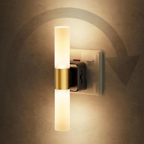 Emeritpro Plug in Night Light, LED Night Light Plug in Wall with Dusk to Dawn Photocell Sensor, Dimmable 0-100LM, Acrylic Nightlight Warm White 3000k, for Kitchen, Hallway, Stairs, Bedroom, 1 Pack