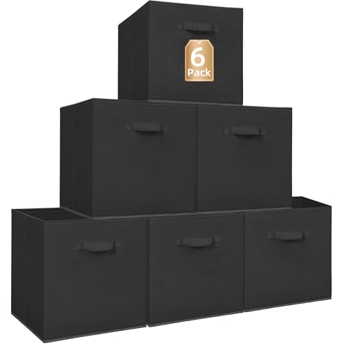 STORAGE MANIAC Storage Cubes, 13 Inch Collapsible Storage Bins with Handles, 6 Pack Fabric Foldable Bins for Organization, Durable Storage Bins for Cl