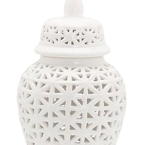 Pot à Gingembre Blanc en Céramique - Vase Rétro Peint à la Main pour Table
