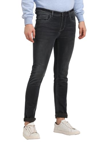 Image of Turtle Men Cotton Stretch Narrow Fit Dark Grey Jeans||Men's Jeans||Men's Denim||Stretchable Jeans