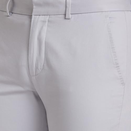 Image of Park Avenue Men's Mid Rise Solid Pattern Neo Fit Cotton Blend Flat Regular Fit Front Chinos