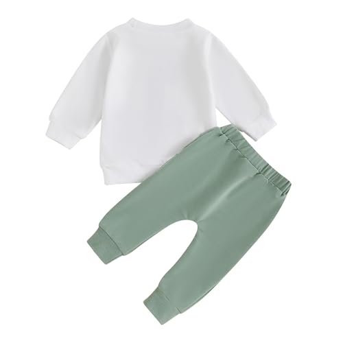 Geagodelia Baby Jungen 1. Geburtstag Kleidung Babykleidung Outfit Set Langarmshirt Sweatshirt + Hose Neugeborene Weiche Babyset 1 Jahr Zweiteiler (Weiß, 12-18 Monate)