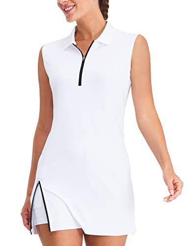 Image of Hiverlay Tennis Dresses for Women with 2 Pockets Built in Shorts UPF 50+ Golf Dress Workout Athletic Dresses