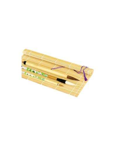Image of Yasutomo Fudemaki Natural Roll-Up Brush Holder, 10 1 /2 X 11 1 /2 inches, Bamboo (FM3N)