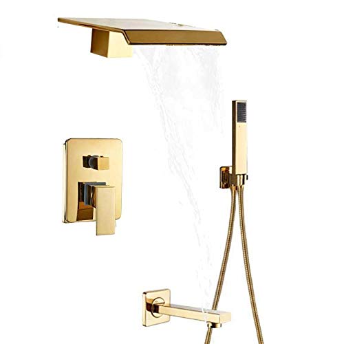 Ensemble de robinets de douche cascade dorée pour éliminer les variations de température et le calcaire