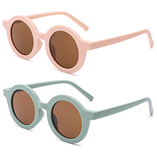 COASION Cute Round Kids Sunglasses UV Protection Flexible Rubber Glasses Shades for Toddler Girls Boys Age 2-10