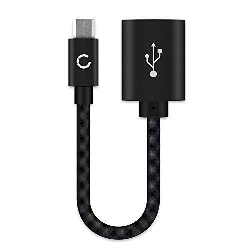 CELLONIC® Cable OTG Compatible con bq Edison 3/3 Mini, Aquaris M10 / E10 Adaptador OTG Tipo Micro USB Cable Host USB OTG Nylon Conector OTG Conexion OTG Negro