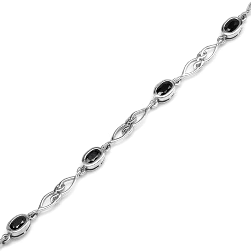 Image of Silvershake Birthstone Gemstones White Gold Plated or Yellow Gold Plated 925 Sterling Silver Scroll /Filigree Celtic Knot Weave 7.25 to 8.75 Inch with Adjustable Extension Bracelet Jewelry for Women