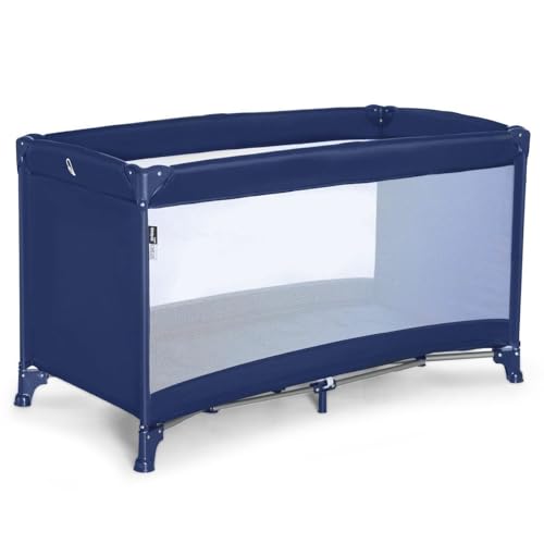 Asalvo Cuna de Viaje Bebe Creta. Cuna de 0-3 Años (0-15kg). Cama Bebe Ligera y Comoda. Colchon de 60x120cm. Incluye Bolsa de Transporte. Plegado Ultrarrápido Tipo Paraguas. Color Azul Marino.