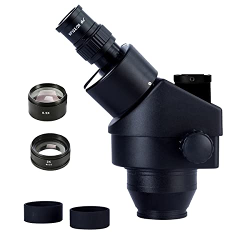 Microscope Black Stereo Zoom Microscope Head 3.5X-180X Trinocular Microscope WF20X Eyepiece(3.5X 90X Simul Focal)