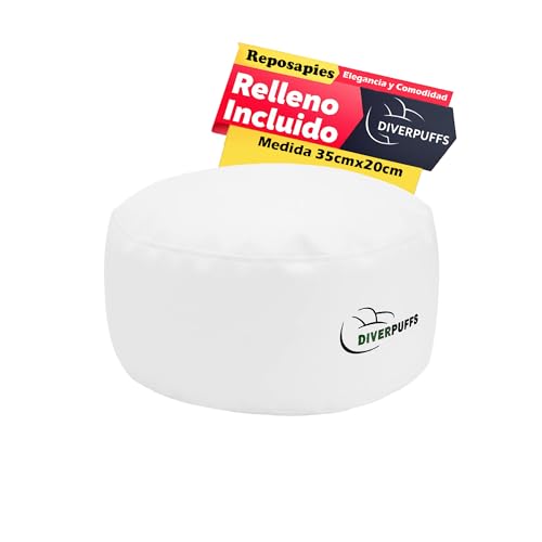 Diverpuff Reposapiés Redondo Blanco XXL