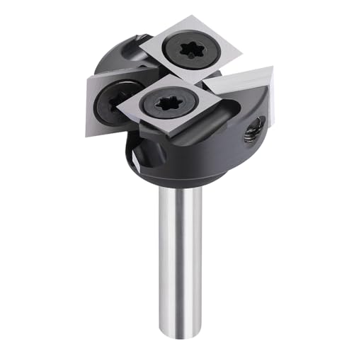 BALUGAEA Planfräser 6mm Schaft mit Schnittdurchmesser 25,4 mm Nutfräser CNC Holzfräser Kantenfräser, 4 austauschbaren HM-Wendeplatten 10 x 10 mm Flächenfräser Planfräser für Oberfräse