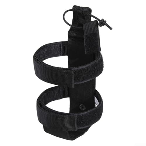 Soporte ligero para botella de agua Molle con correas ajustables para senderismo y camping (negro)