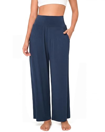 BAMBOO COOL Womens Wide Leg Yoga Pajama Pants Palazzo Casual Loose High Waisted Flowy Bottoms with...