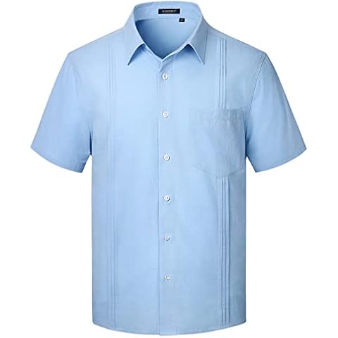 HISDERN Camisa Azul Manga Corta Ajuste Regular XL Cover