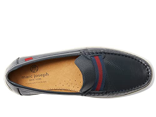 Image of Marc Joseph New York Kid's Kids Boys /Girls Genuine Leather Elastic Grow Gain Loafer Shoe, Black Pebble Grainy, 11.5 M US Little Kid