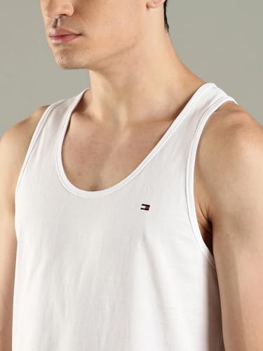 Image of Tommy Hilfiger Solid Cotton Sleeveless Vest - Pack Of 3