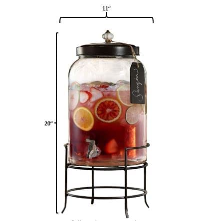 Amazon.com | Style Setter Franklin 210235-GB 3 Gallon Glass Beverage Drink  Dispensers with Metal Stand & Lid, Tag and Ceramic Knob, Clear, 20x11":  Iced Beverage Dispensers