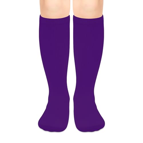 Olreco Purple Softball Socks for Girls Youth Baseball Sock Kids Soccer Socks Youth Boys 8-12 Girls Purple Soccer Sock Kids 6-8