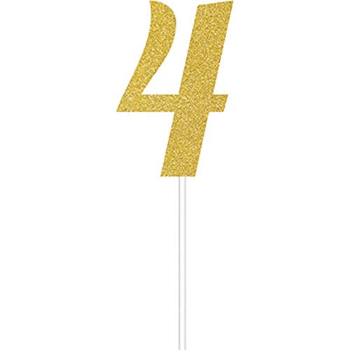 Creative Converting Number 4 Gold Glitter Cake Topper