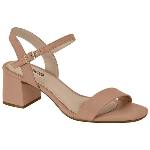 Sandalia Feminina Moleca Salto Bloco Tira Napa Nude 36