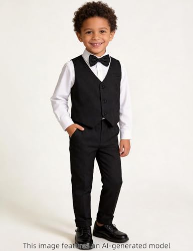Image of A&J DESIGN 4pcs Baby & Toddler Suit, 12 Months - 5T, Shirt & Pants & Vest & Bow Tie