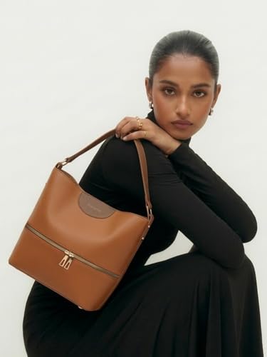 Image of Ophelia Women's Vegan Leather Tote Bag | Structured Top Handle Handbag with Magnetic Closure & Removable Pouch | Spacious Office & Everyday Carry Bag