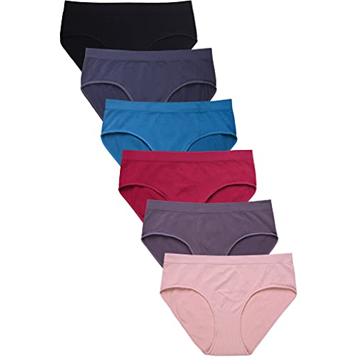 247 Frenzy Women's Essentials Sofra Mamia Pack of 6 Nylon Spandex Sexy Seamless Bikini Panty Underwear LP0227SK2