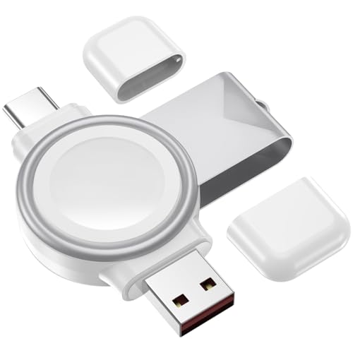 Image of T Teclusive Type C USB Portable Charger Compatible for Galaxy Watch Ultra /Galaxy 7 6 5 4 Classic /Watch 3 | Mini Dual Port USB C Magnetic Travel Charger (White)