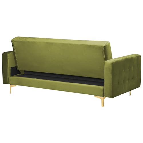 Beliani Couchgarnitur Samtstoff grün 3-Sitzer Schlafsofa & 2 Sessel Modern Aberdeen – Bild 8