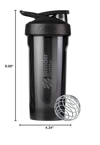 BlenderBottle Strada Tritan Shaker Bottle with Locking Lid, 28-Ounce, Black