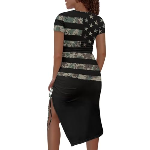 Image of Short Sleeve Dress for Women,Sexy Bodycon Dress,Plus Size Slit Dress,String Design s-4xl