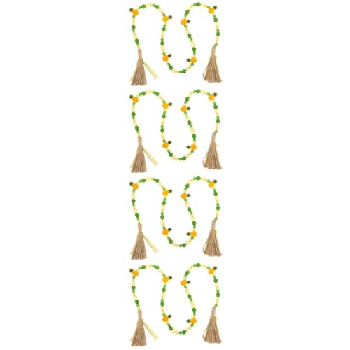 Cuentas de piña de madera PRETYZOOM de 4 piezas con borlas para Halloween 2