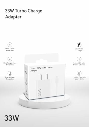 Image of Mi, 33w Fast Charger Original Power Adapter with USB-C Cable Quick Charge 3.0 Compatible with Redmi Note Series, Poco, Mi, Any Type C Devices - with Power Delivery