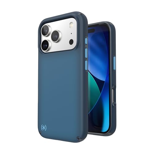 Image of Speck Presidio LUX for iPhone 17 Pro Case, MagSafe-Compatible, Slim Protective Case, DEEP SEA Fade /Black /Spell Blue