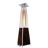Awningcranks Heizstrahler Terrasse Terrassenheizer Gas-Pyramide Heizpilz Außen Heizpilz Garten-Edelstahl-Räder Quarzglas Flammrohr 3-Fach Schutz 13K 1023 (Color : Brown)