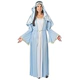 Fun Express Virgin Mary Costume for Women - Biblical Christmas Costumes for Adults | Deluxe Blue Robe with Gold Trim & Headpiece for Nativity Plays, Church Events & Holiday Performances