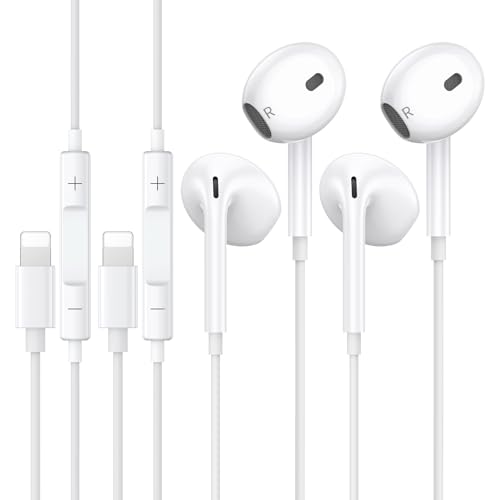 HARRIS 2 Pack Headphones Earphones Wired for iPhone【MFi Certified】 Stereo Sound In-Ear Earbuds Built-in Microphone and Volume Control Noise,Compatible with iPhone 14/13/12/11/SE/XS/X/8/7
