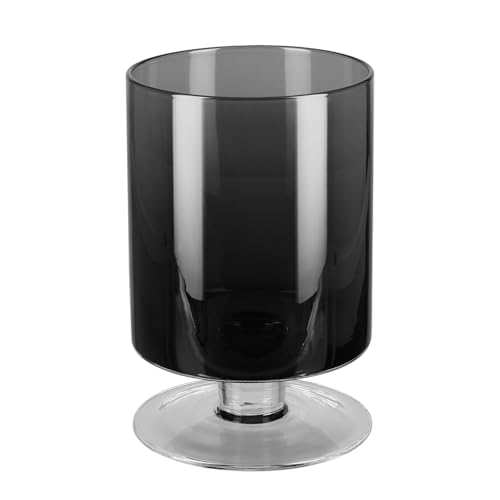 Fink hohes graues Glas-Windlicht 23 cm edler auf Fuß stehender Stumpenkerzenhalter