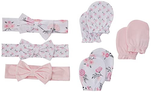 Image of Hudson Baby Baby Girls' Cotton Headband and Scratch Mitten Set
