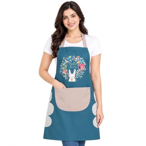Image of 1 PCS Cooking Apron for Kitchen Waterproof Women With Big Front Pocket Hand Wiping Towel Kitchen Cloth Apron for Women Waterproof Apron for Dishwashing Cooking Aprons