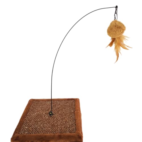 Carpete arranhador para gatos com bola e pena