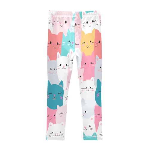 Toddler Girls Leggings Printed Yoga Pants Leggings Blue Pink White Cat for Kids2