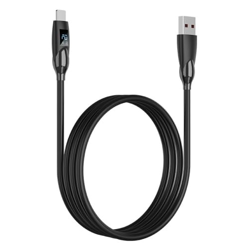 ELECTROPRIME Compatiable for ENKAY 2.4A USB to 8 Pin Fast Charging Data Silicone Cable with LED Display, Length:1m(Black)