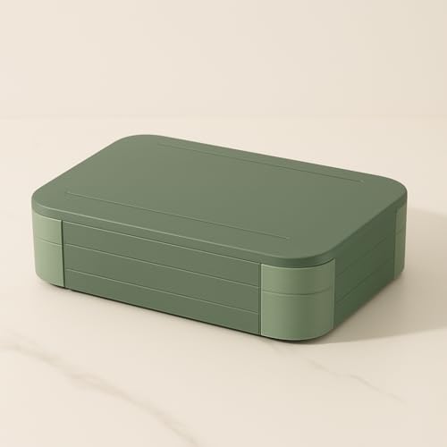 Image of daiDokoro 3 Removable Compartment - 1100 ML Bento Lunch Box | Compact BPA Free, Leak-Proof, Microwave & Dishwasher Safe Tiffin for Office Use, School & Travel (Viridian Green)