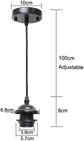 Hudi Fyier E27 Edison Ceiling Light Black Vintage Pendant Light Fitting Lamp Holder with 1Meter Cable