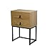 Casâme Table de Chevet 2 Tiroirs - Table d'Appoint - Décor Bois Veiné - Pieds en Métal Noir - Table de Nuit - Style Industriel - Chevet d'appoint - pour Chambre - 45 x 29 x H65,5 cm